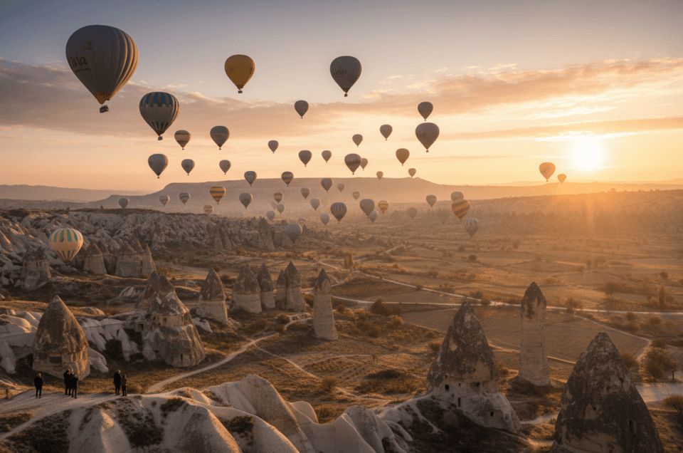 Hot-air balloons over the fairy chimneys of Cappadocia