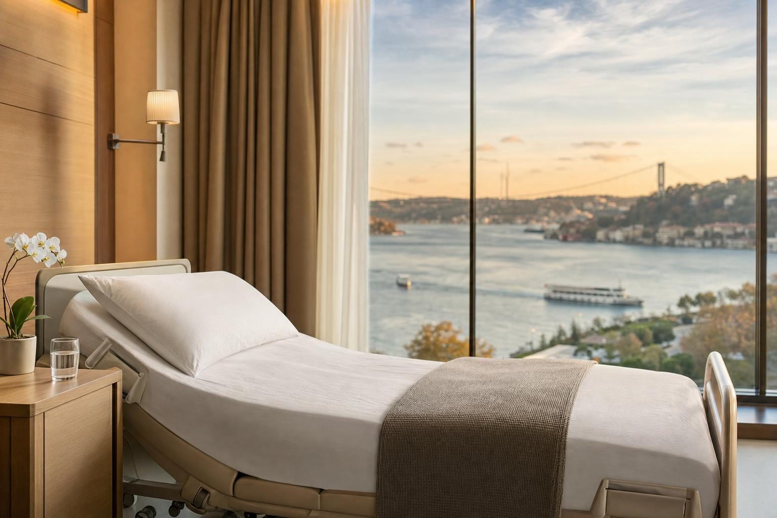 Chambre de convalescence dans un hôtel d’Istanbul avec vue sur le Bosphore