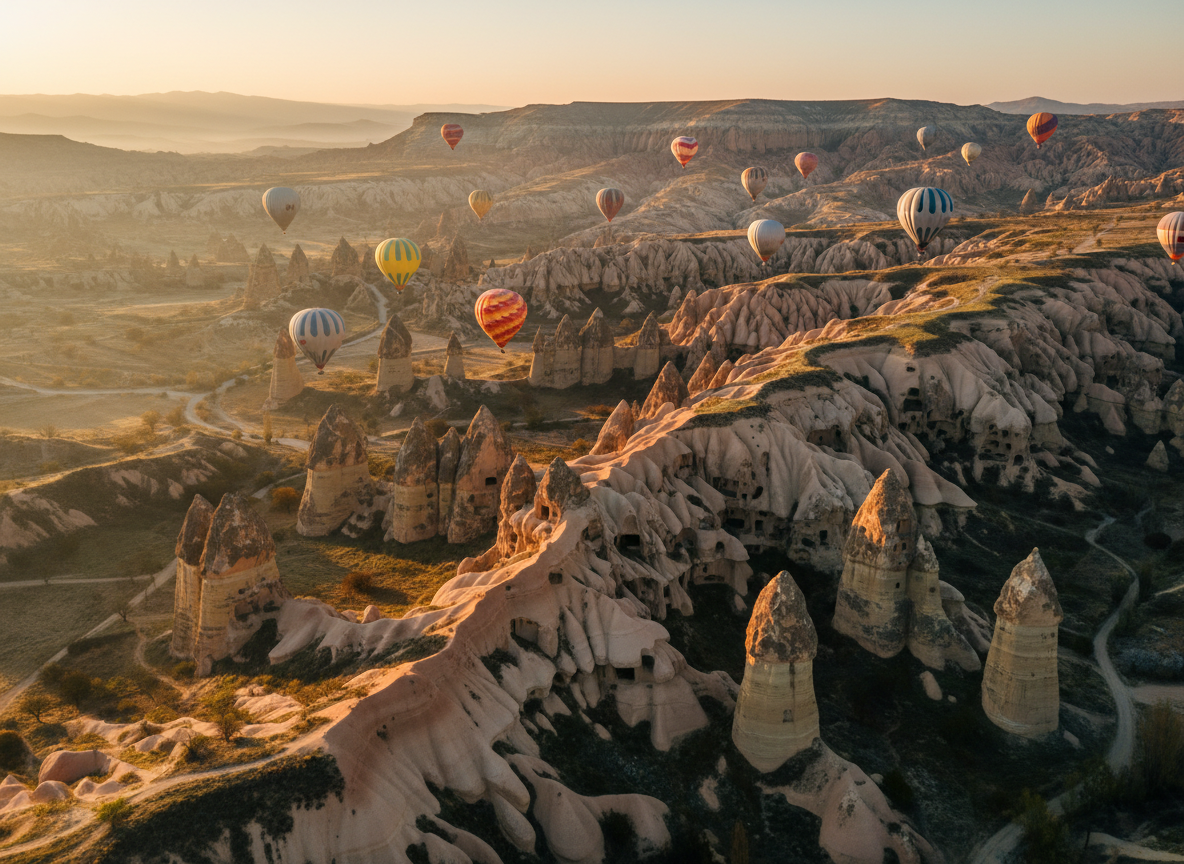 Fairy chimneys and rock formations in Cappadocia